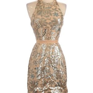 Dress the Population Sequin Halter Mini Dress